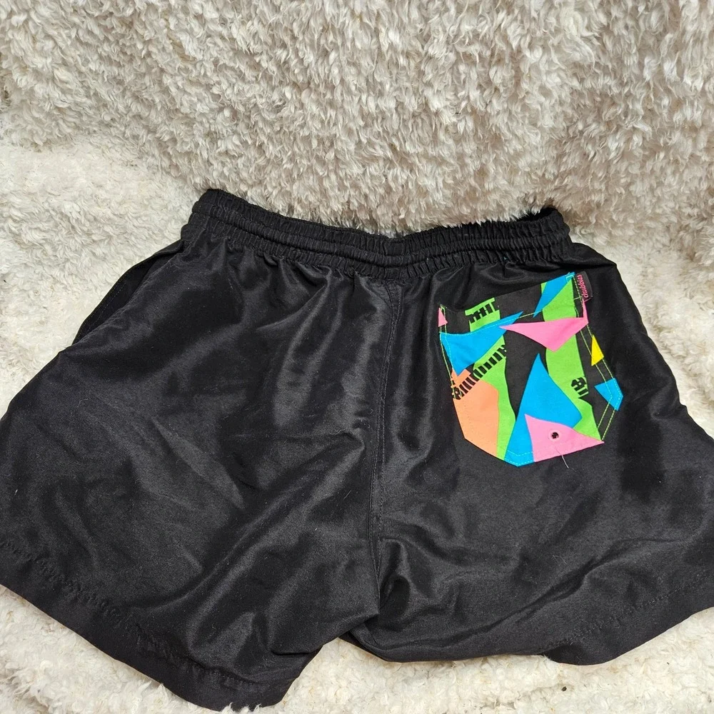 Chubbies Black with Neon Details Made in USA Swim Trunks sz M‎
